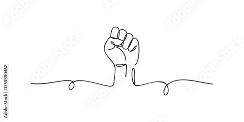 Fist raised in a continuous line drawing