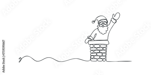 Santa Claus Waving from Chimney