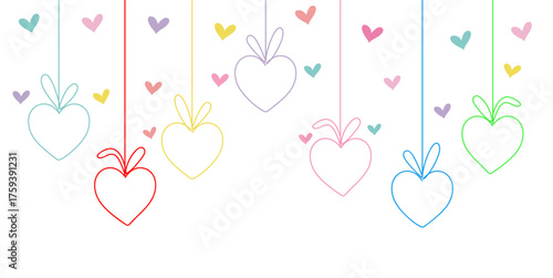 Valentine's Day colorful heart hanging vector. design for valentine, mother day vector illustration