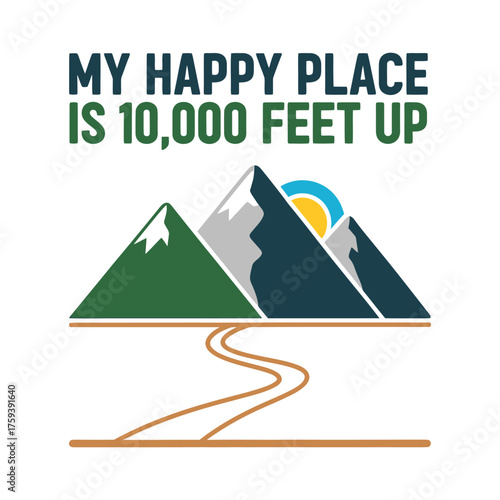 Mountains with sun and winding path hiking nature