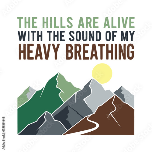 Mountains with sun and text hiking nature