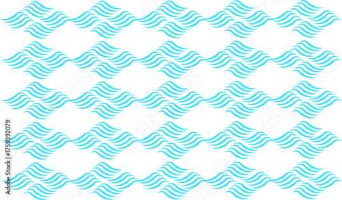 Seamless blue wave line pattern on white background, creating a modern aquatic texture ideal for fabric, wallpaper, packaging, and ocean-themed design