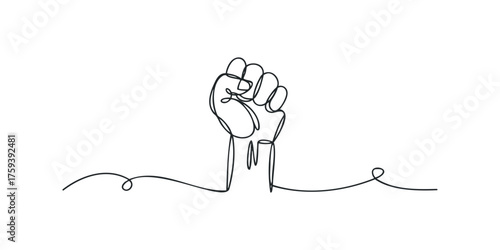 Continuous line drawing of a raised fist