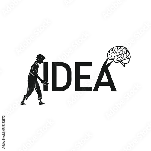 Think in Silence  Bold Monochrome Conceptual Typography Art