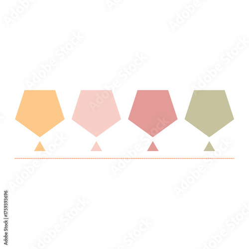Horizontal polygon-shaped timeline with geometric design. Perfect for infographics, planning layouts, and corporate timelines.