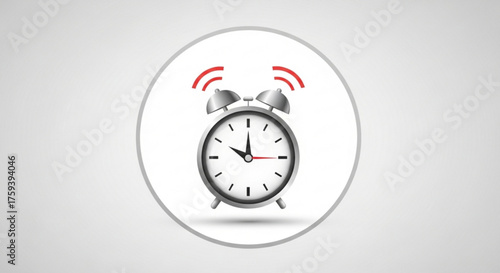 Alarm clock ringing, indicating a timesensitive event or deadline, with a classic design and clear display