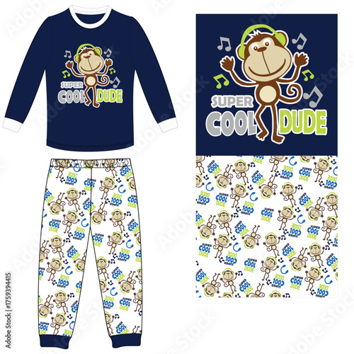 monkey  animals  print  t shirt pant vector art