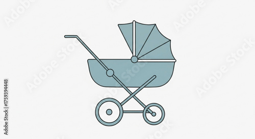 Illustration of a baby stroller, a symbol of childhood, parenthood, and the joy of raising a family with love and care