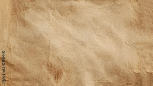 Crumpled brown paper texture. Abstract beige background with wrinkled cardboard texture. Vector illustration horizontal fold crumpled empty biodegradable orange paper template for posters and banners