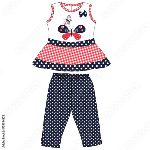 baby girls frocks with leggings with cute butterfly  print