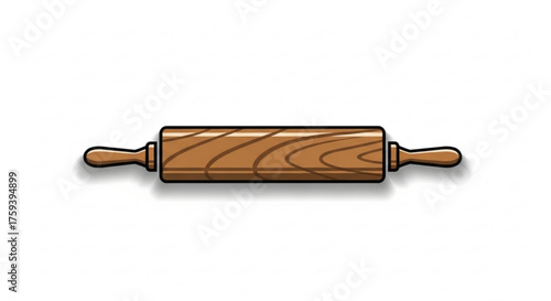 Wooden rolling pin is a kitchen utensil used to flatten dough for baking, cooking, and pastry preparation in bakeries
