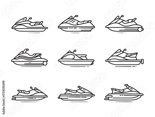 Jet Ski Line Art Freedom Ocean Ride