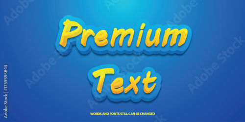 Premium Text Effect Design Illustration: Modern Yellow Pixel Font Graphic Style with Blue Outline Shadow for Creative Banner Design and Digital Typography Projects