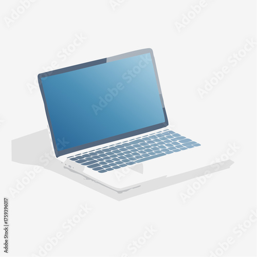Laptop computer illustration on white background for design and advertising