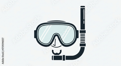Illustration of a diving mask and snorkel, essential equipment for underwater exploration and snorkeling adventures