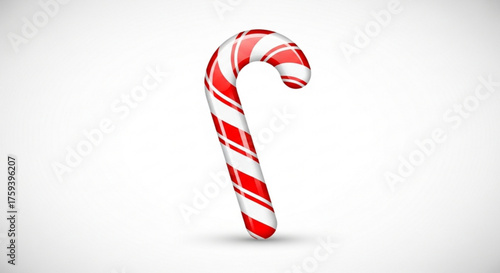 Illustration of a red and white striped candy cane, a classic holiday treat for christmas and winter celebrations