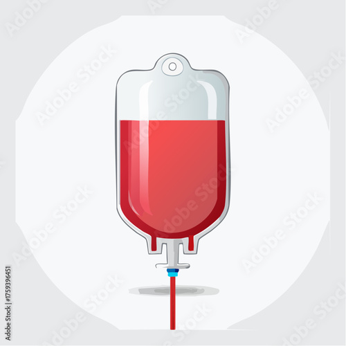 Medical illustration of a blood transfusion bag isolated on white background