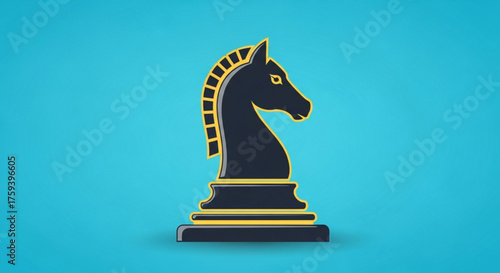 Chess knight piece in profile against a blue background, symbolizing strategy, intelligence, and calculated moves in the game of chess
