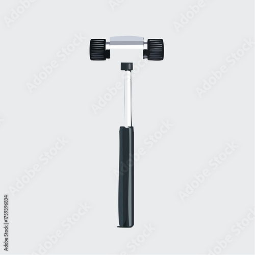 Medical reflex hammer isolated on neutral background for healthcare concepts