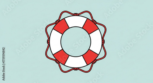 Illustration of a lifebuoy life ring icon in flat design style lifesaver for water safety and rescue