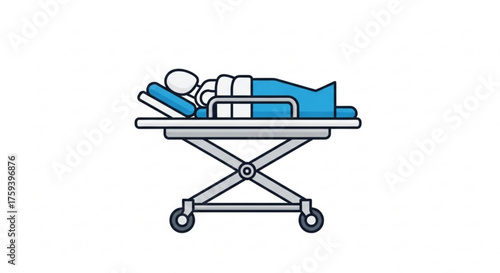 Illustration of a patient lying on a medical gurney, representing healthcare, emergency services, and patient transport