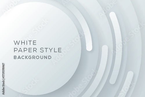 White Paper Style Abstract Vector Background Presentation Template Design with Modern 3D Circle Shapes, Layers, and Soft Shadows Futuristic Technology Backdrop Concept