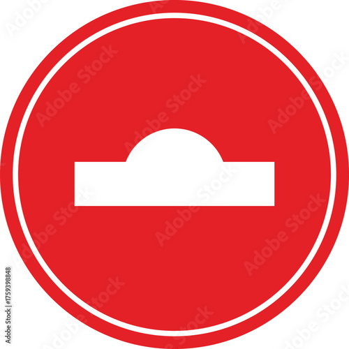 Red circular traffic sign symbolizing a speed bump or hump road warning