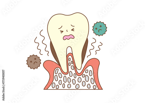Illustration of periodontal disease worsening and causing pain