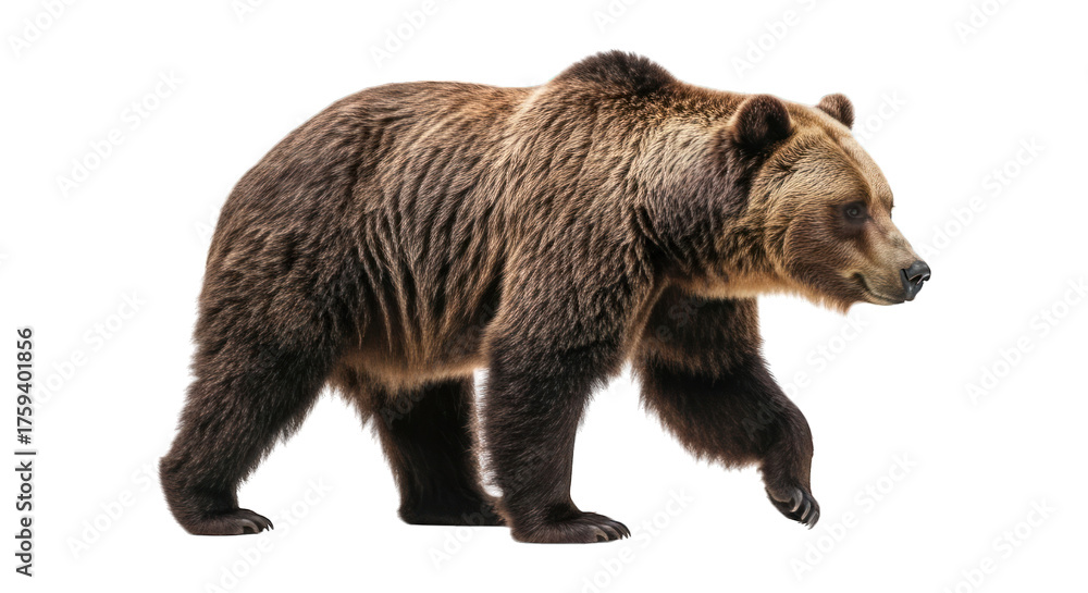 Fototapeta premium Brown bear strides with focused gaze
