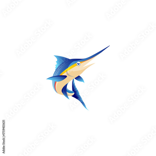blue marlin vector mascot icon logo