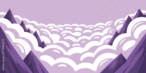 Stunning mountain range peeks through fluffy clouds, perfect for travel blogs or inspirational quotes about adventure, calmness, and dreamy destinations