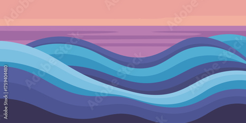 Serene ocean waves with a pastel sky create a calming abstract landscape, ideal for backgrounds, web design, and creative projects emphasizing tranquility