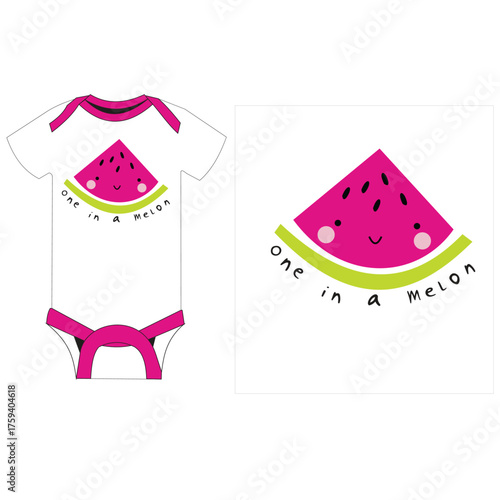 baby romper girls watermelon print vector 