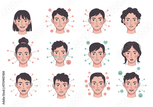 Diverse Collection of Facial Expressions A Vector Illustration