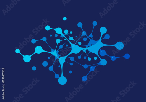 Abstract Molecular Structure with Blue Dots and Connections
