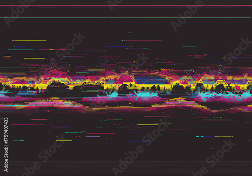 Colorful Abstract Digital Signal with Glitch Corruption