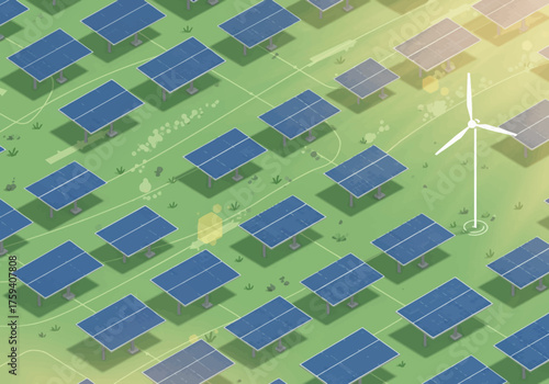 Green energy grid renewable power from sun and wind sources