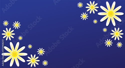 Floral pattern corner border frame on dark blue background