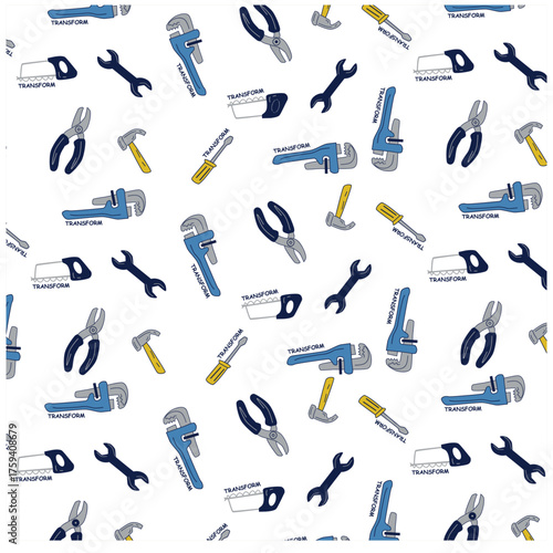 transform Wrench and cC pliers print vector art