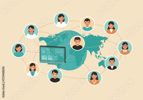 Global Network Connecting People Worldwide through Digital Communication