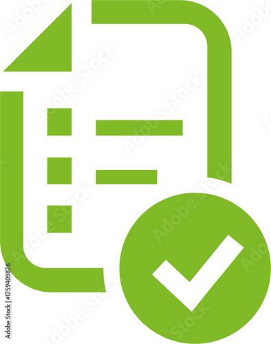 Green checklist icon with completed task symbol
