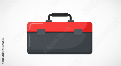 Red and gray toolbox vector illustration for tool storage and organization needs for diy projects and repair work