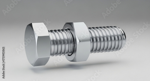 Close up of metal hex bolt and nut fastener hardware engineering industrial construction equipment part