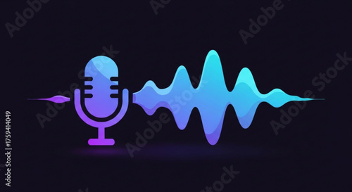 Podcast microphone audio wave sound recording studio voice waveform music digital broadcast interview talk show
