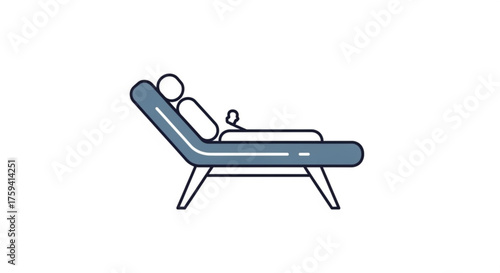 Person relaxing on chaise lounge vector illustration for wellness and mental health design resources