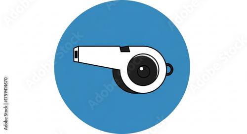 Find white referee whistle vector illustration for sports official coach and teacher safety equipment tool
