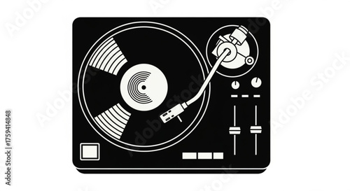 Vintage dj turntable vector graphic for music lovers and vinyl collectors looking for retro audio equipment art