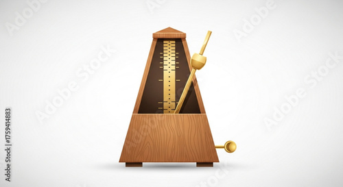 Vintage wooden metronome for music tempo keeping and rhythm practice for musicians and music students