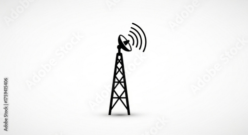 Find communication tower antenna vector illustration for wireless signal broadcasting and telecom infrastructure