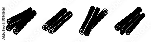 Fourbundlesofwholecinnamonsticksaromaticspiceingredientforbakingandcooking